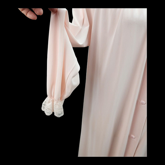 VTG Shadowline Housecoat Women’s Medium Pink Embroidered Full Length Day Robe - Picture 10 of 15